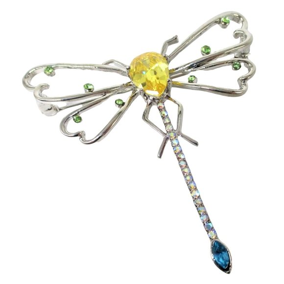 Dragonfly Silvertone Brooch Pin - Bug Insect Nature Jewelry Gift - Picture 1 of 8